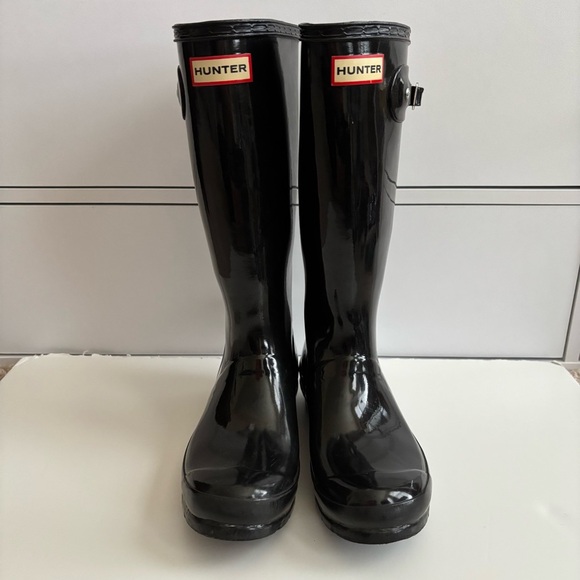 Hunter Big Kids 37 US 5B/6G Original Gloss Rain Boots Unisex Black - Picture 3 of 10